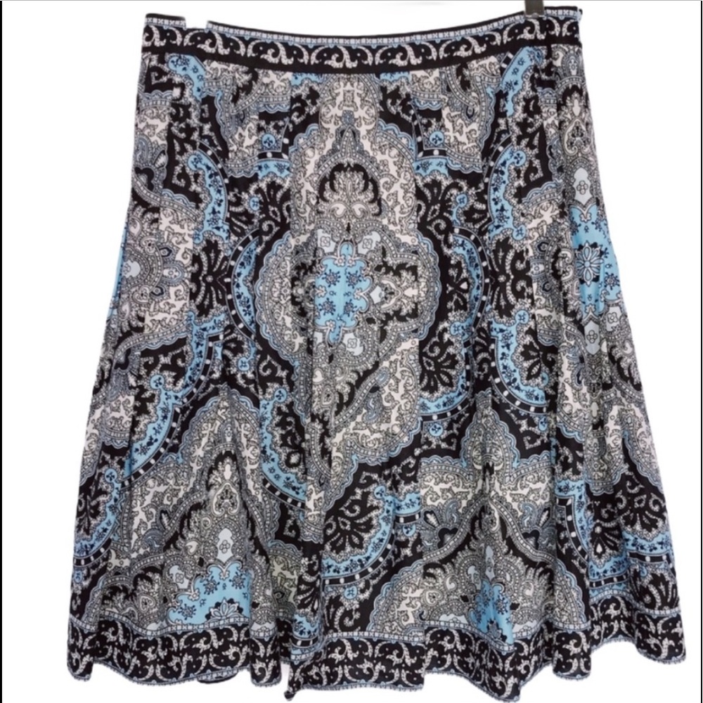 Isabella DeMarco Paisley Pleated A-line Skirt 6
